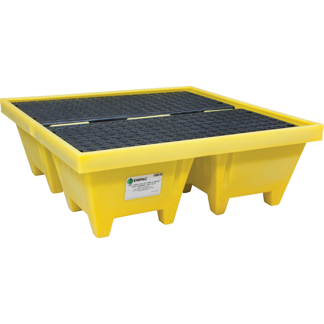 Enpac Poly-Spillpallet™ 6000 With Drain, 83 US gal. Spill Capacity, 50" x 50" x 17"