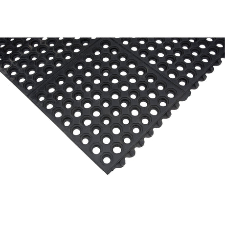 Zenith Anti-Fatigue Link Matting, Honeycomb, 3' x 3' x 1/2", Black, Natural Rubber