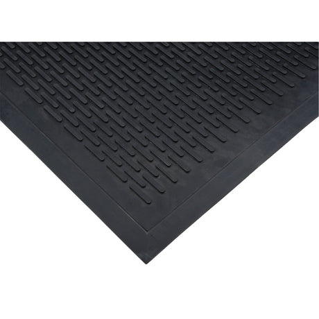 Zenith Low-Profile Matting, Rubber, Scraper Type, Solid Pattern, 3' x 5', Black