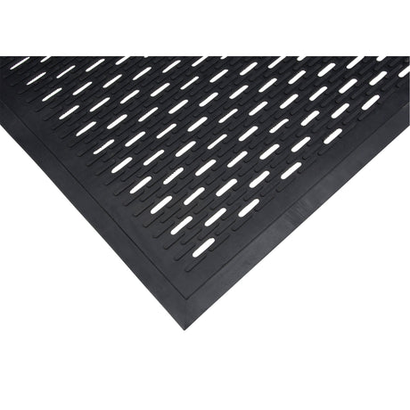 Zenith Low-Profile Matting, Rubber, Scraper Type, Slotted Pattern, 3' x 5', Black