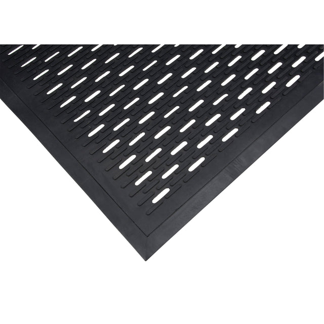 Zenith Low-Profile Matting, Rubber, Scraper Type, Slotted Pattern, 3' x 5', Black