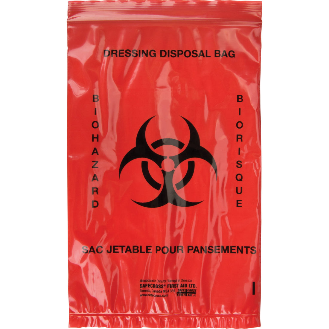 Safecross Hazardous Waste Bags, Infectious Waste, 9" L x 6" W