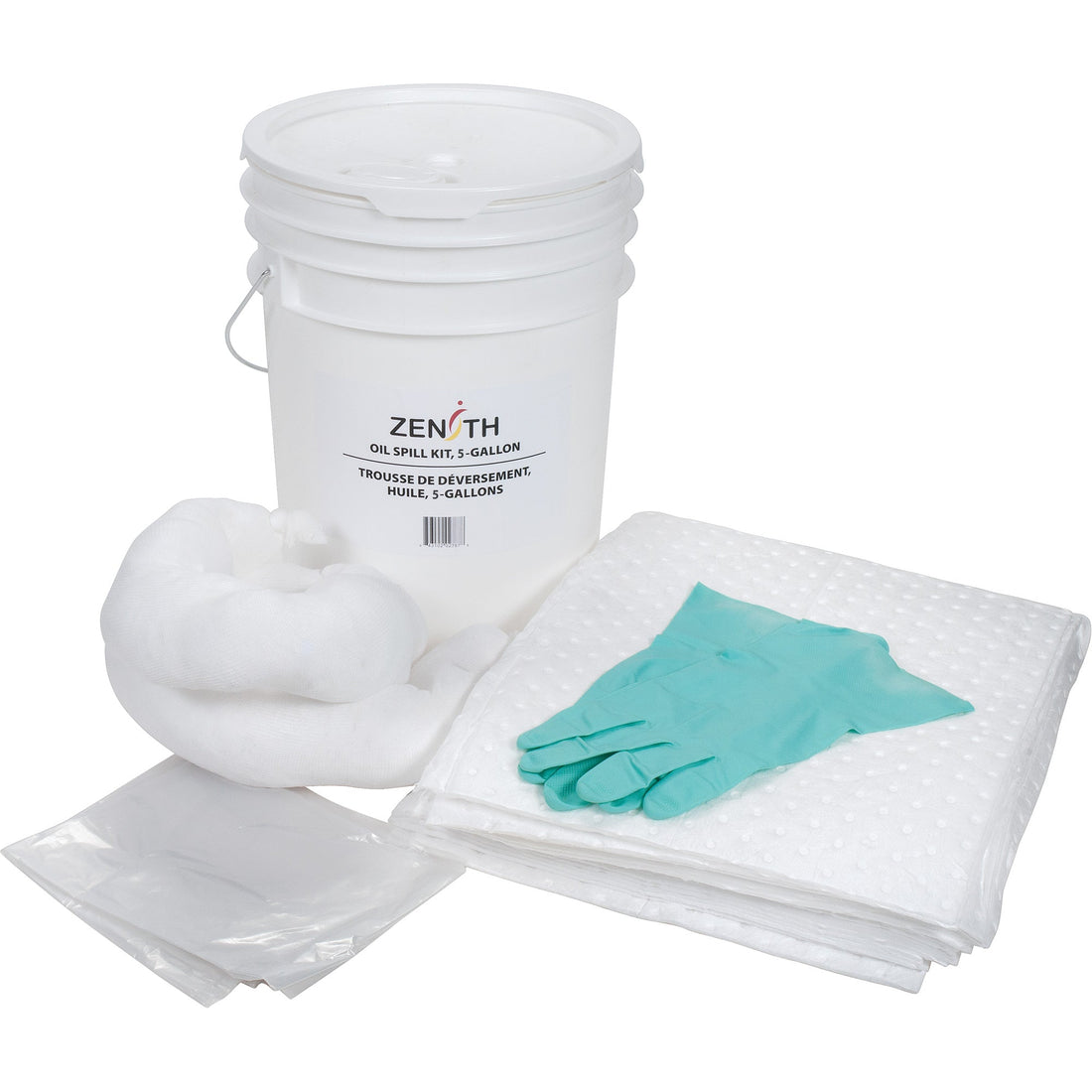 Zenith Premium Spill Kit, Oil Only, Pail, 5 US gal. Absorbancy