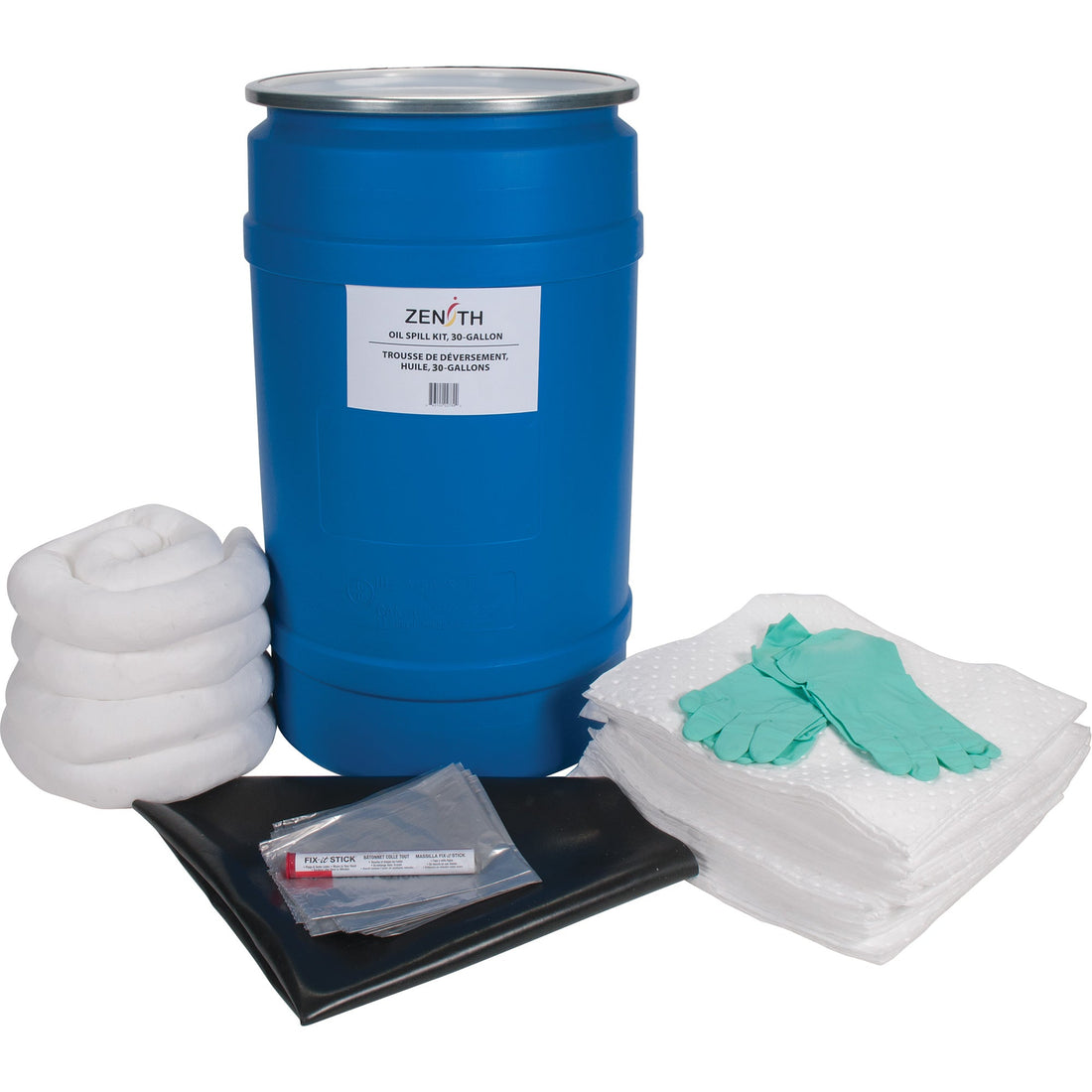 Zenith Premium Shop Spill Kit, Oil Only, Drum, 30 US gal. Absorbancy