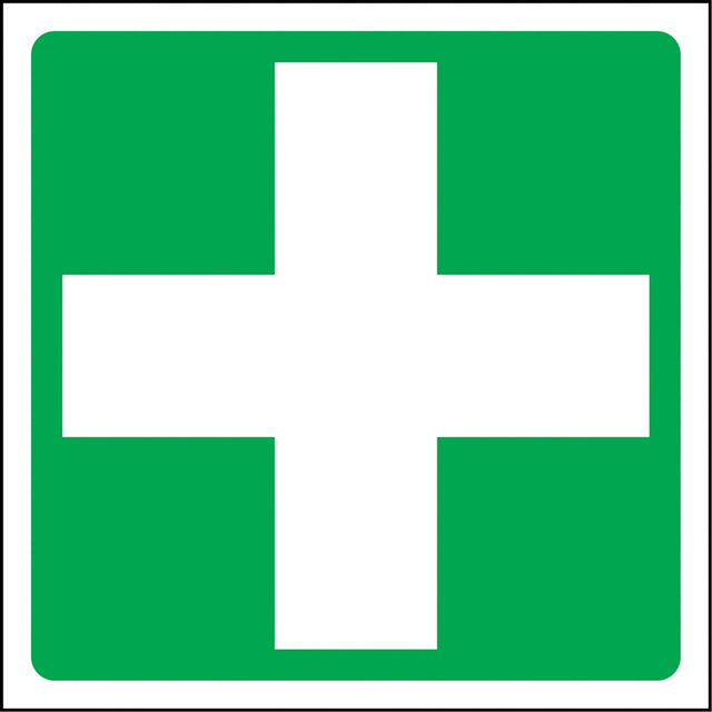 Accuform NMC First Aid Sign, 6" x 6", Aluminum, Pictogram