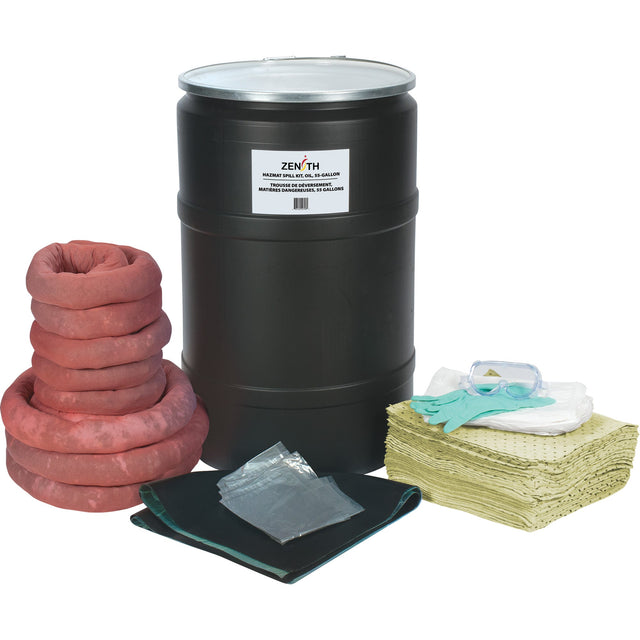 Zenith Spill Kit, Hazmat, Drum, 55 US gal. Absorbancy