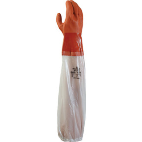 Showa 640 Chemical-Resistant Gloves, 25" L, PVC, Cotton Inner Lining, 43.3-mil