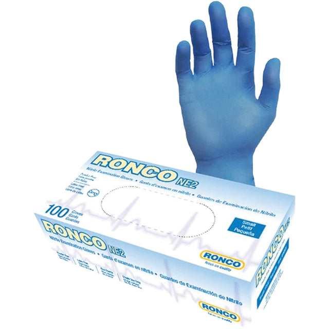 Ronco Disposable Gloves, Nitrile, 4-mil, Powder-Free, Blue