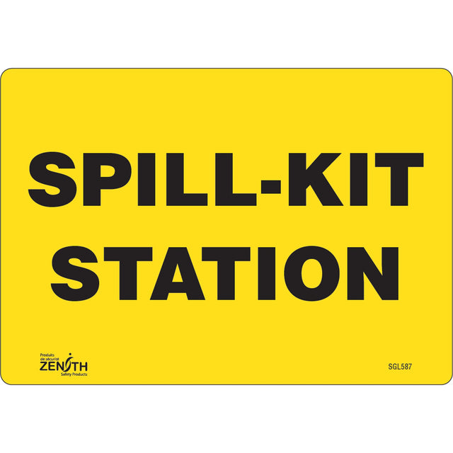 Zenith "Spill Kit Station" Sign, Vinyl, English