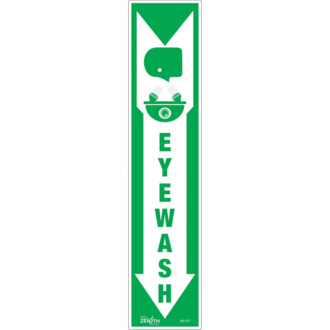 Zenith "Eye Wash" Sign, Vinyl, English with Pictogram