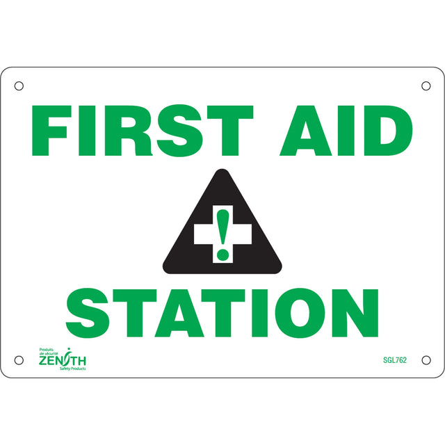 Zenith "First Aid Station" Sign, Plastic, English with Pictogram