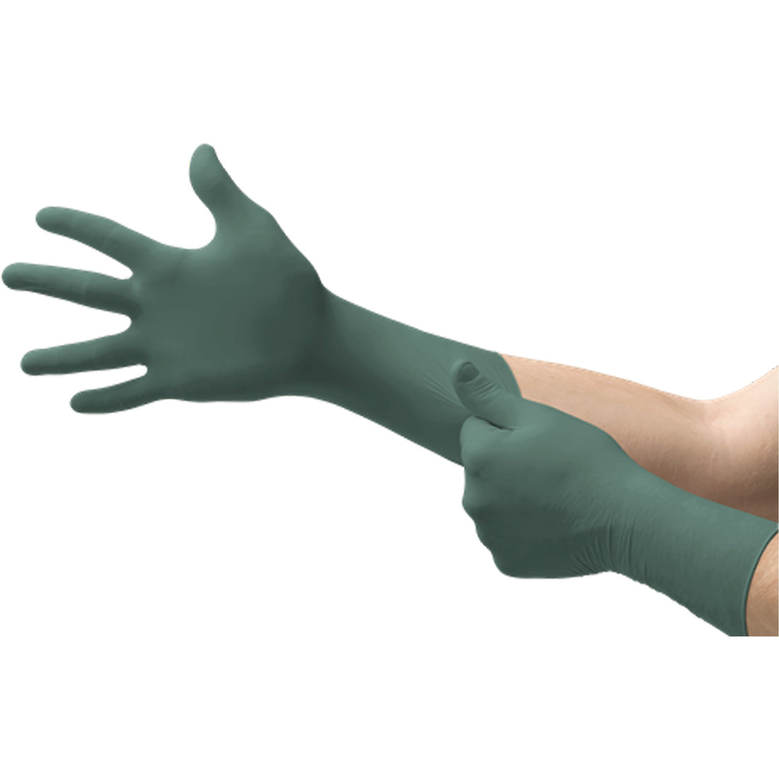 Microflex Dura Flock Gloves, Nitrile, 8-mil, Powder-Free, Green