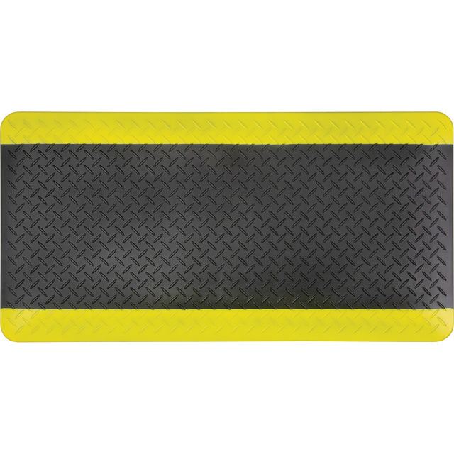 Zenith Anti-Fatigue Matting, Diamond, 1-2/3' x 3-1/4' x 3/4", Black/Yellow, Polyurethane