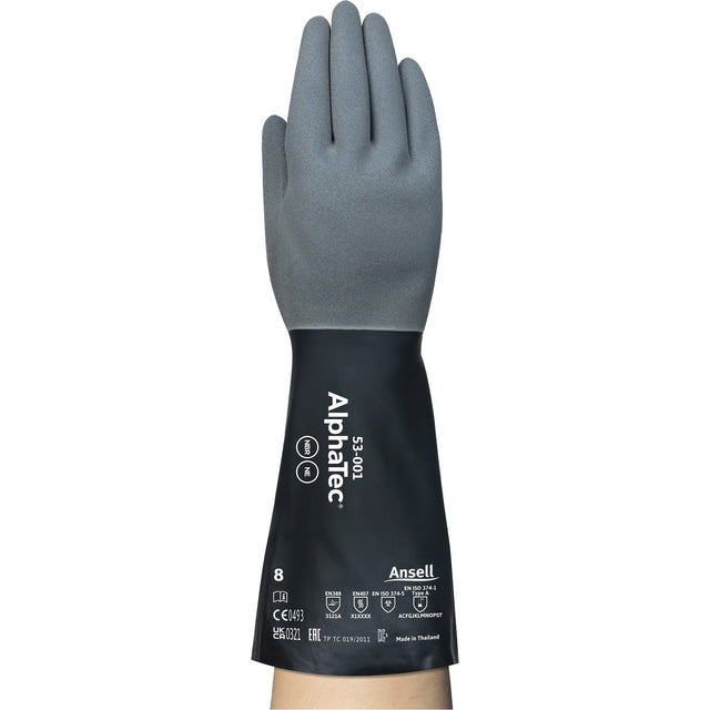 Ansell AlphaTec Chemical-Resistant Gloves, 13" L, Neoprene/Nitrile, Nylon Inner Lining, 17-mil