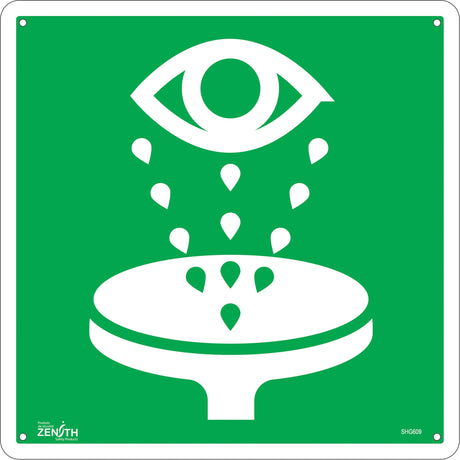 Zenith Eye Wash CSA Standard Safety Sign, 12" x 12", Aluminum, Pictogram