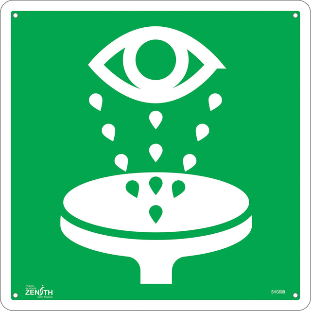 Zenith Eye Wash CSA Standard Safety Sign, 12" x 12", Aluminum, Pictogram