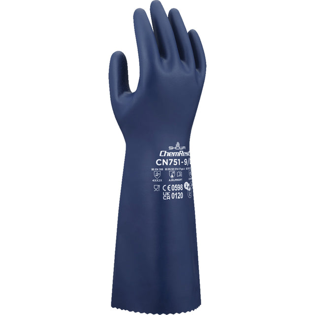 Showa CN751 Chemical-Resistant Gloves, 15" L, Nitrile, 18-mil