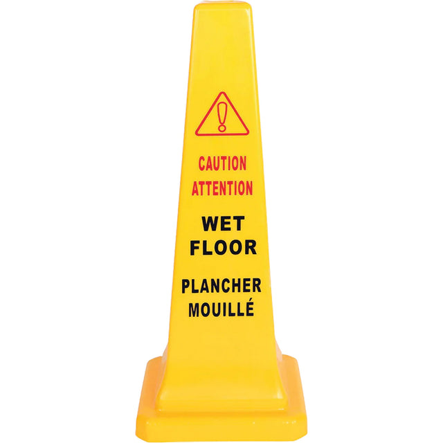 Globe Wet Floor Safety Cone, Bilingual with Pictogram