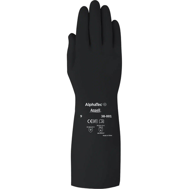 Ansell AlphaTec 38001PP Medium Duty Chemical-Resistant Gloves, 14" L, Butyl Rubber, 14-mil