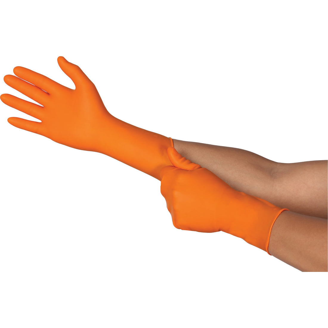Ansell TOUCHNTUFF 93-800 Disposable Gloves, Latex/Neoprene/Nitrile, 23.6-mil, Powder-Free, Orange