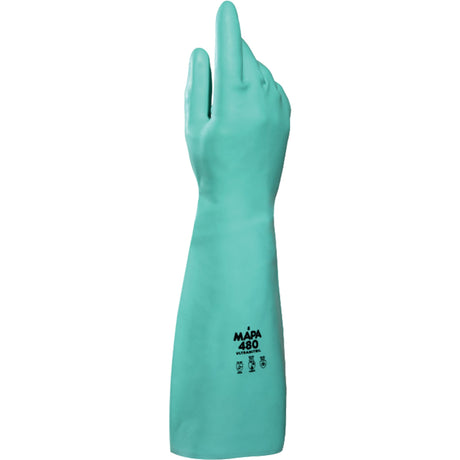 Mapa Professional Ultranil 480 Z-Pattern Grip Gloves, 18" L, Nitrile, 22-mil