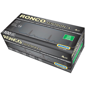 RONCO Sentron 4 Black Nitrile Gloves — X-Large, 4 Mil, Powder-Free (Case of 1,000)