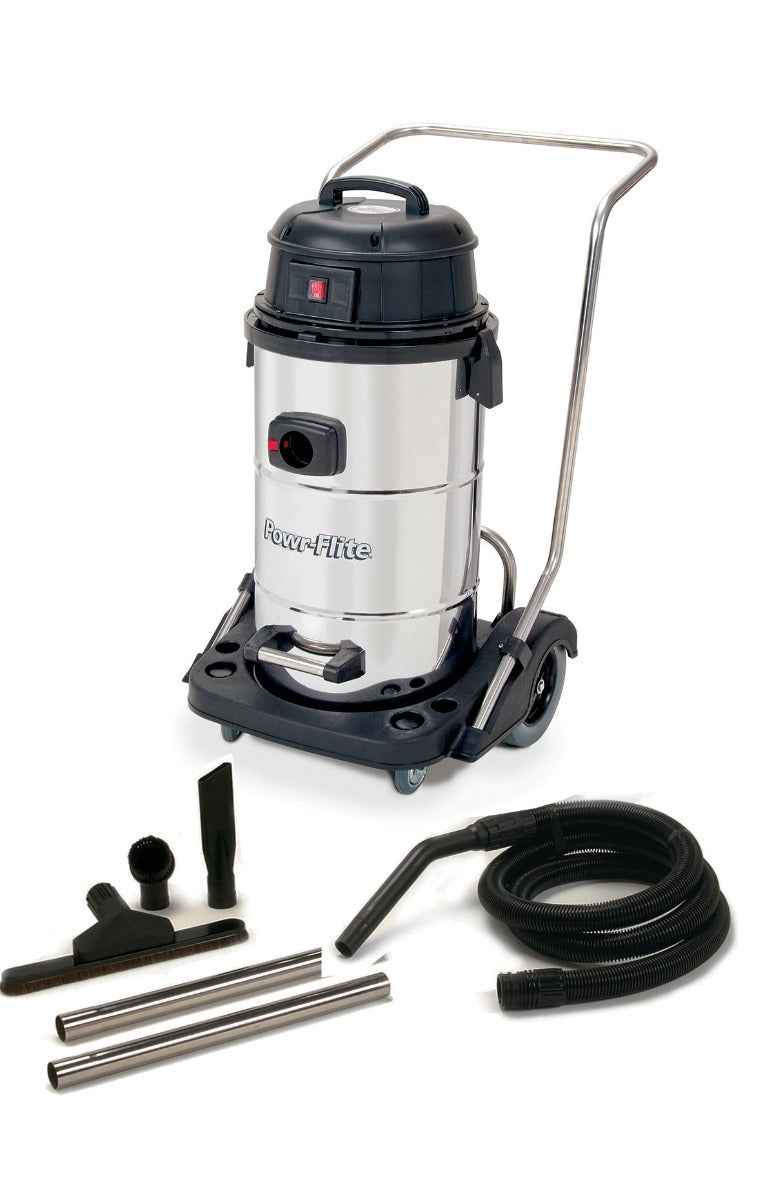 Powr-Flite PF53 Wet/Dry Vacuum 15 Gallon Stainless Steel Tank with Tool Kit PF53
