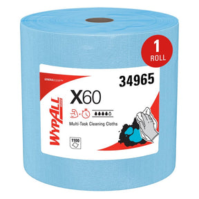 WypAll X60 Reinforced Wipers — Blue Jumbo Roll, 12.5" x 13.4", 1,100 Sheets (Case)