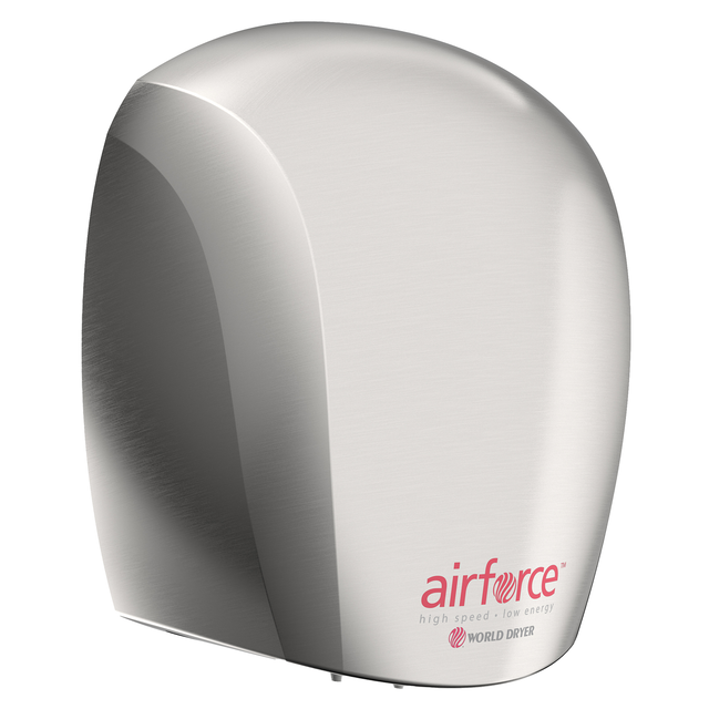 World Dryer Airforce Energy-Efficient Hand Dryer Brushed Stainless Steel 120V J-973